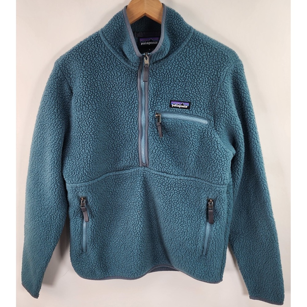 Patagonia Retro Pile Marsupial Fleece Pullover Womens S Turquoise 1/2 Zip - Picture 1 of 9